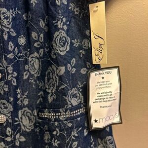 Eliza J Navy Floral Dress with Silver Accents
